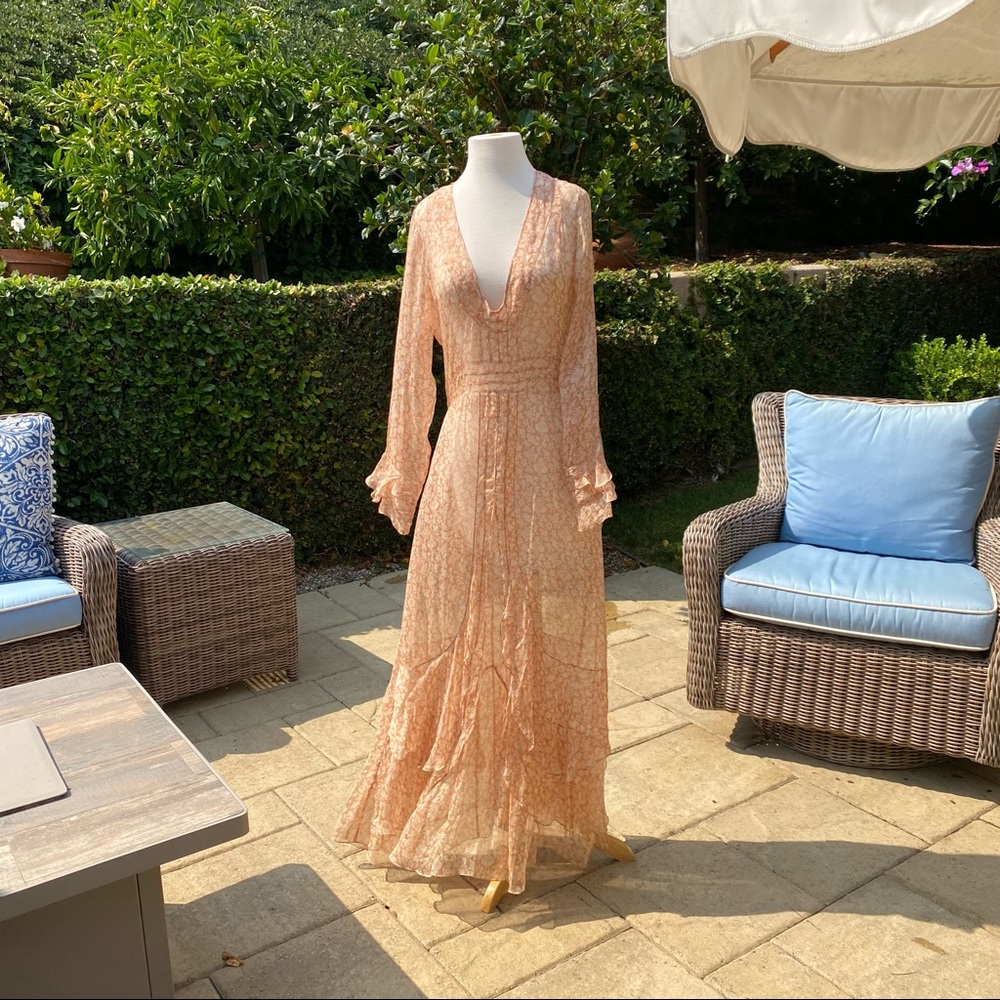 *RARE* Doen Tulip 100% Silk Maxi Dress Sz Small